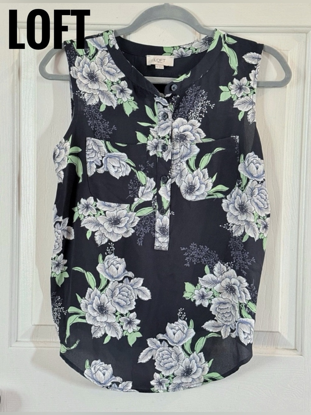 * LOFT Navy Floral Sleeveless Top